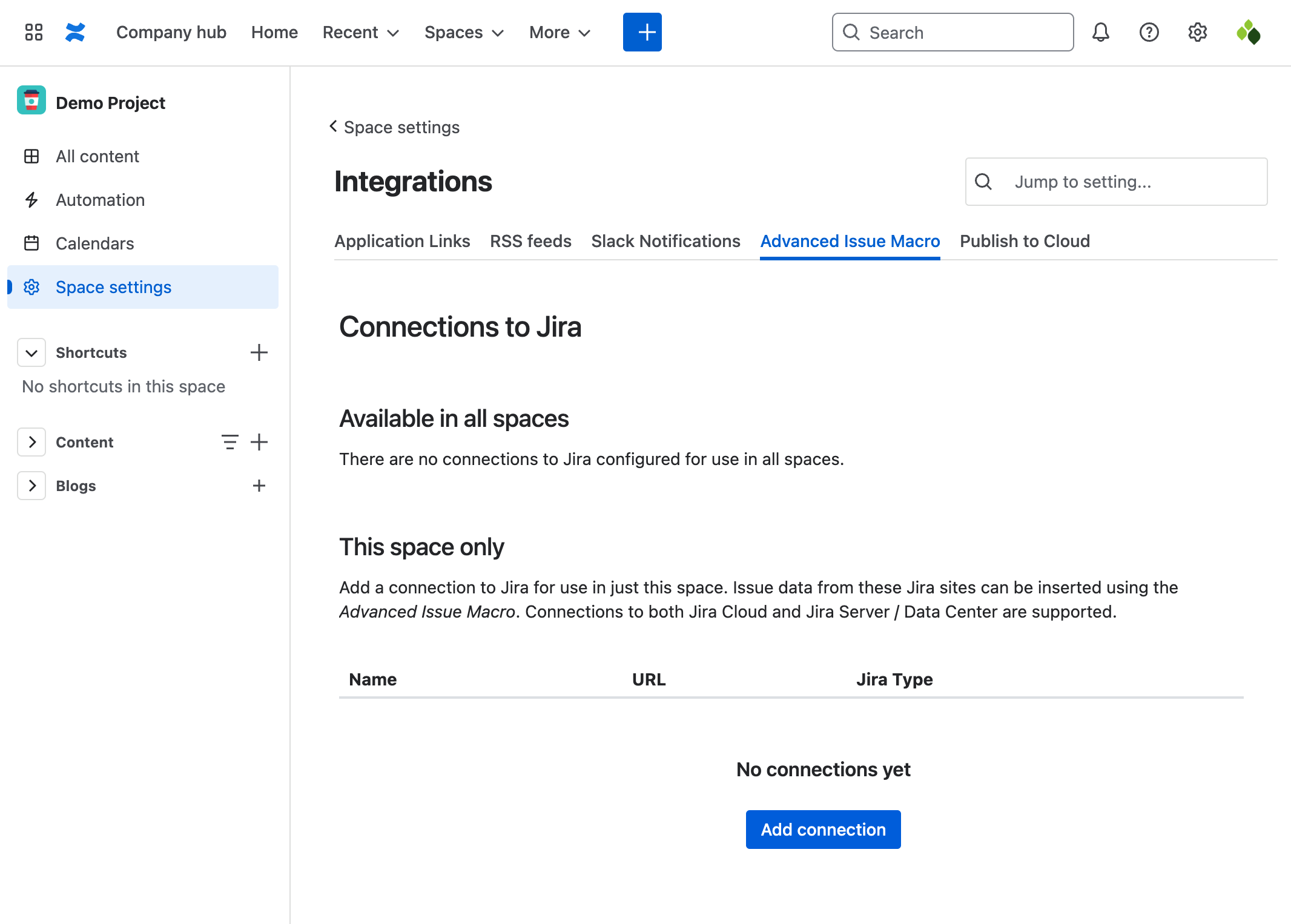 Add or modify a connection to Jira - Advanced Issue Macro docs