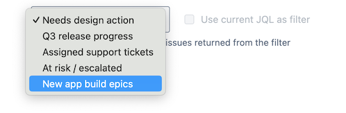 Pick a filter from the 'Select filter' control