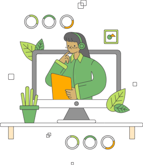 Illustration of a computer showing a person sending a message